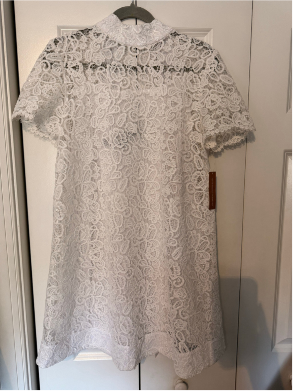 Women's o.p.t White Lace Mini Dress with Back Bow Detail, Size M - Picture 5 of 8